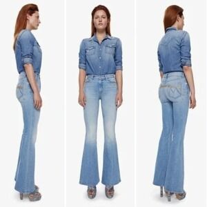 MOTHER x Bowie Super Cruiser Jeans Sz 27 The Jean Genie Flare Gold Star